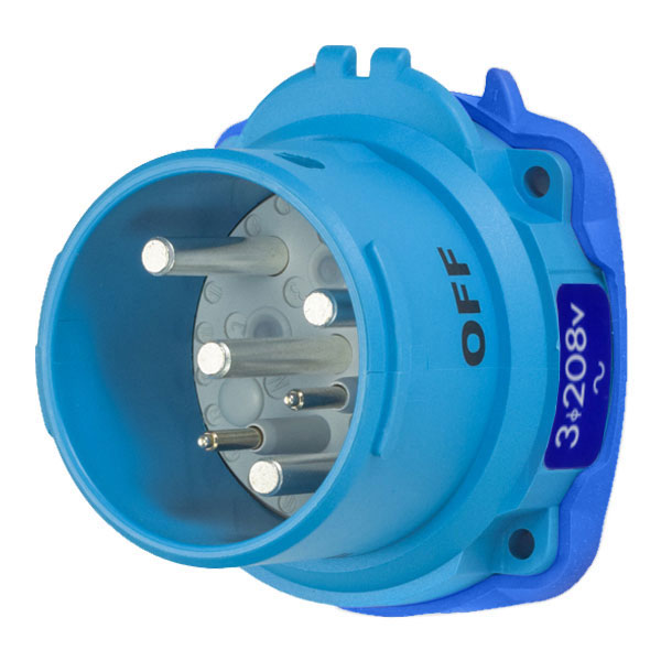 63-68163-972 - DSN60 INLET POLY BLUE SIZE 3 TYPE 4X IP 69 3P+G 60A 208 VAC 60 Hz +2 AUX